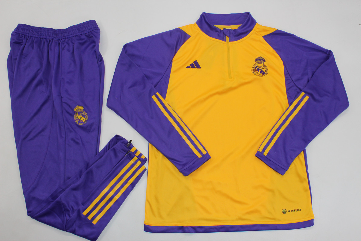 AAA Quality Real Madrid 23/24 Tracksuit - Yellow/Purple